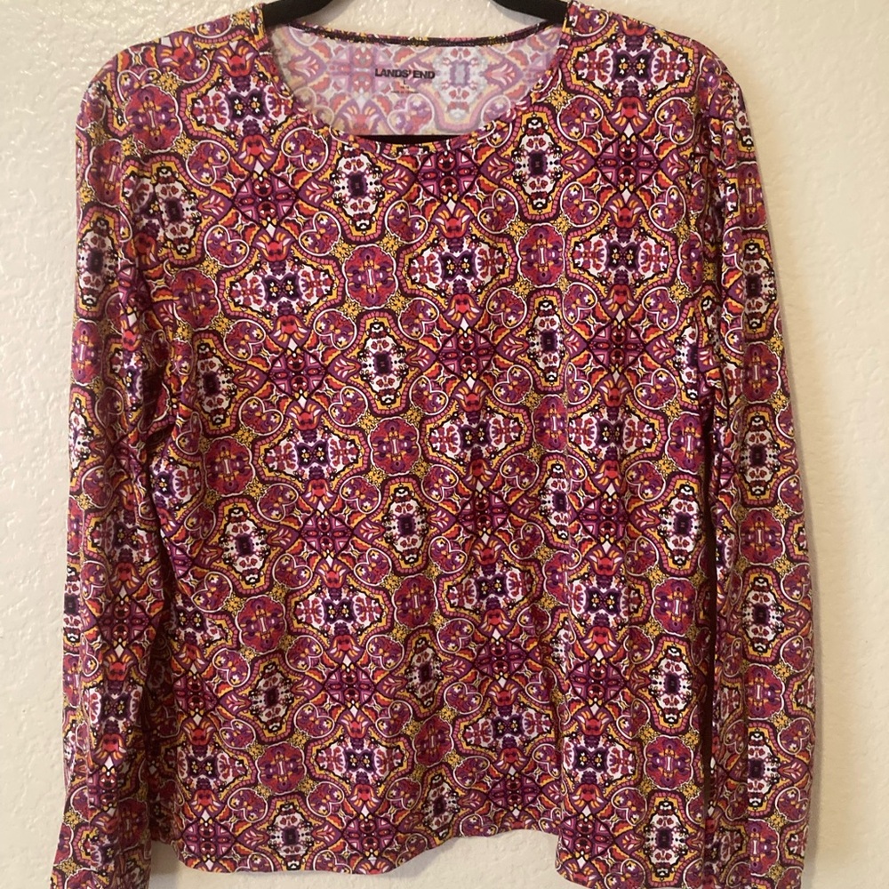 Lands' End Women's Vibrant Patterned Blouse